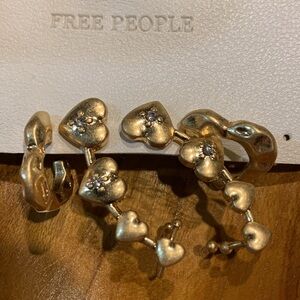 Free People Heart Earring Set Gold